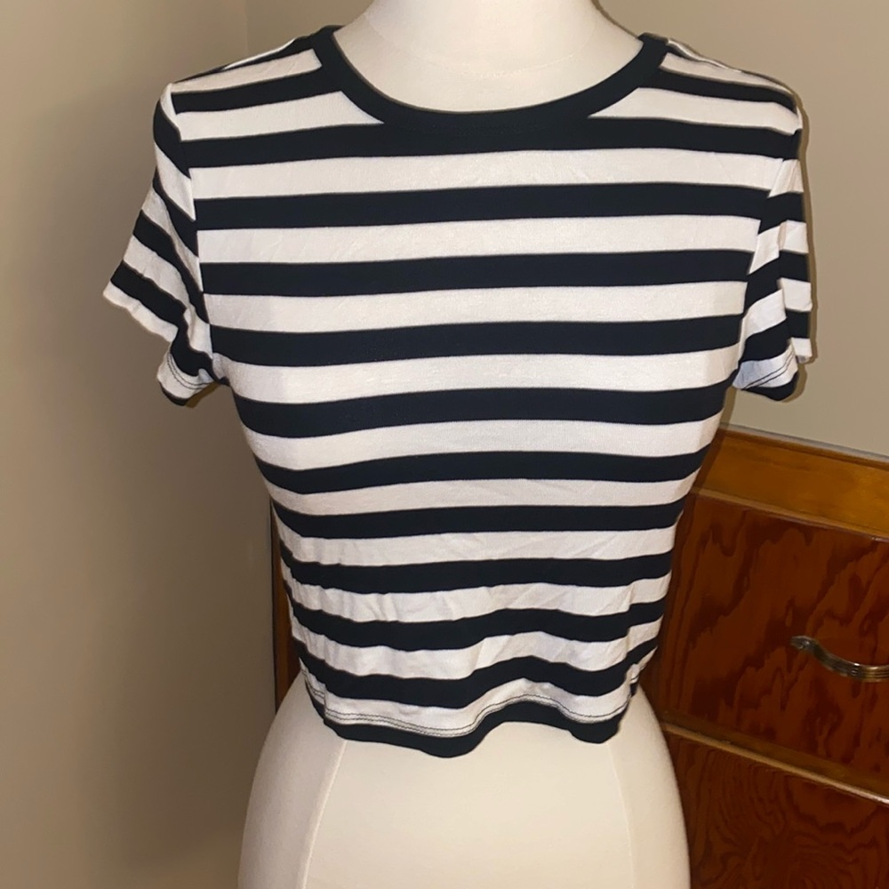 NWOT Zara black and white crop top